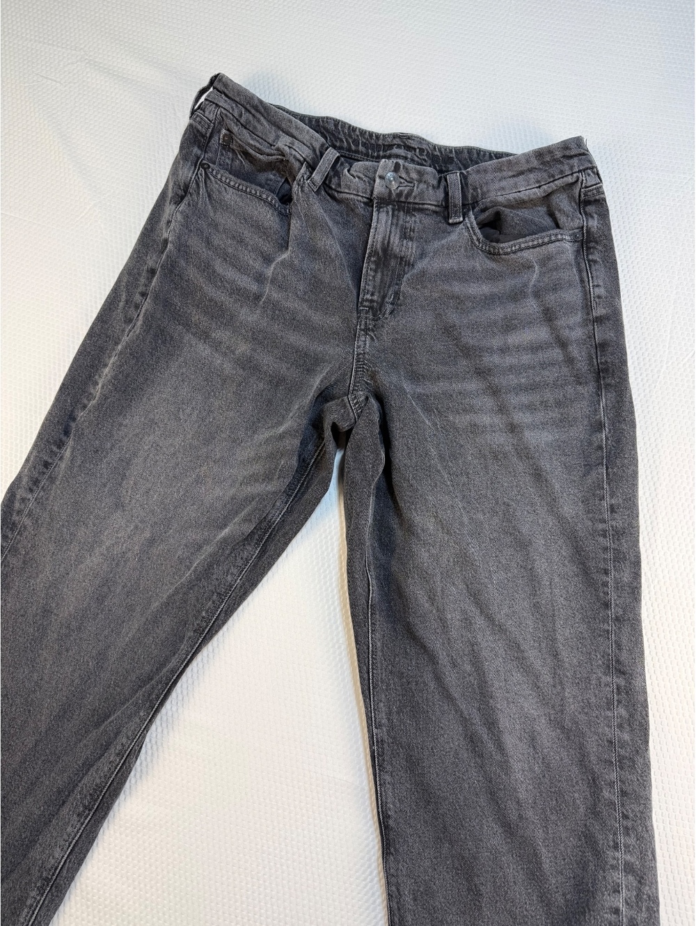 American Eagle Current Straight Jeans Womens 14 Regular Gray Black Stretch Denim